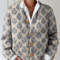 Gilet boutonné à imprimé floral vintage pour femme 