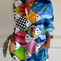 Women's Fish Art Print Casual Cotton Shirt