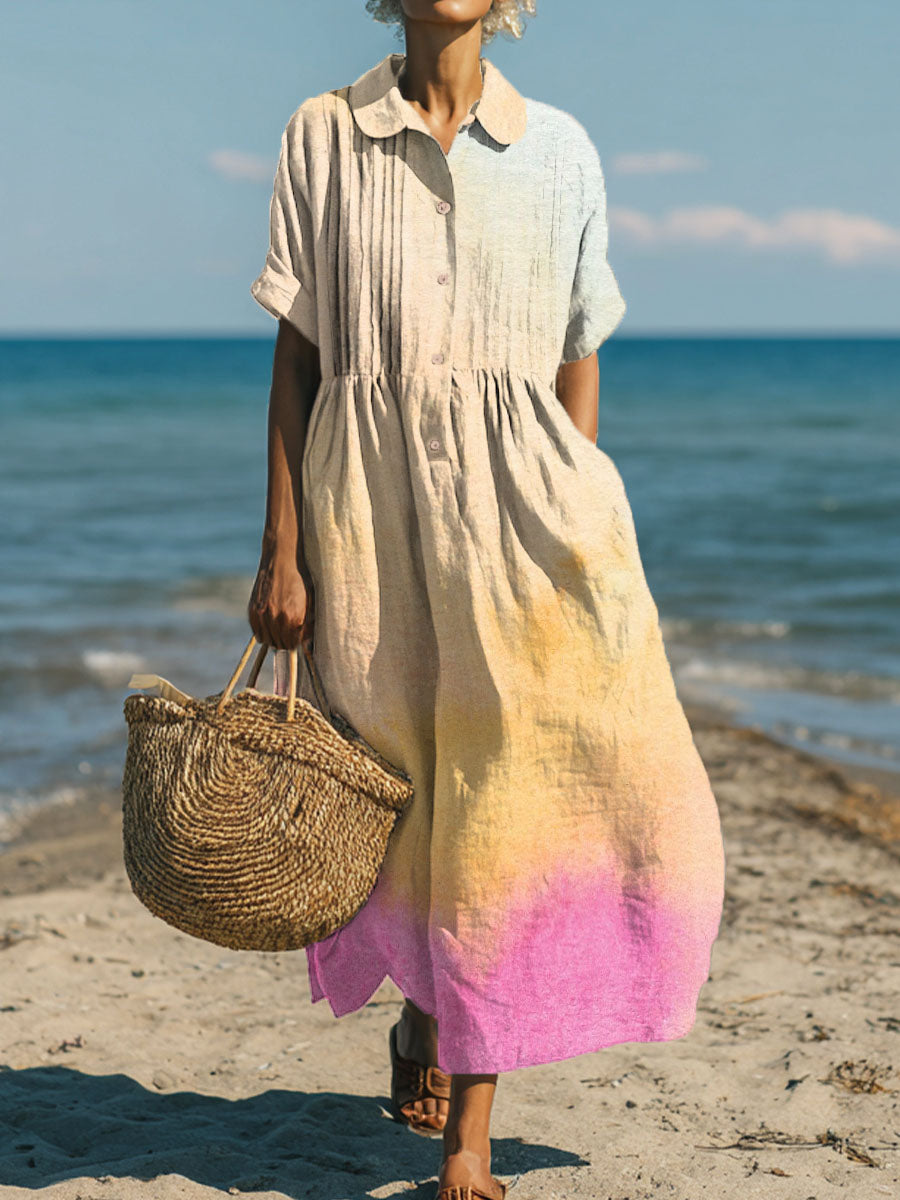 Women's Gradient Color Blending Art Print Dress