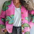 pink-leaves-print-buttoned-cardigan-sweater