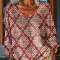 Women's Beautiful Vintage Ethnic Rhombus Geometric Art Print Casual Pullover Sweater