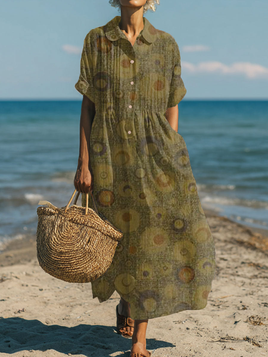 Women's Vintage Abstract Geometric Art Print Dress