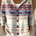 Women's Vintage Christmas Pattern Printed Casual Hooded Button Sweater