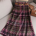 Women's Retro Lattice Pattern Casual Print Cotton Skirt