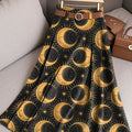 Women's Beautiful Vintage Abstract Moon Art Print Cotton Skirt