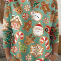 Merry Christmas! Christmas Pattern Painting Art Print Buttoned Cardigan Sweater