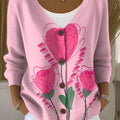 pink-rose-print-buttoned-v-neck-cardigan-sweater
