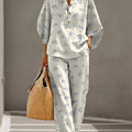 Women's Floral Print Casual Cotton-linen Two-piece Set