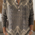 Vintage Abstract Geometric Art Print Buttoned Cardigan Sweater