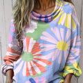 Women's Colorful Large Daisies Print Casual Long Sleeve Comfortable Cotton Shirt