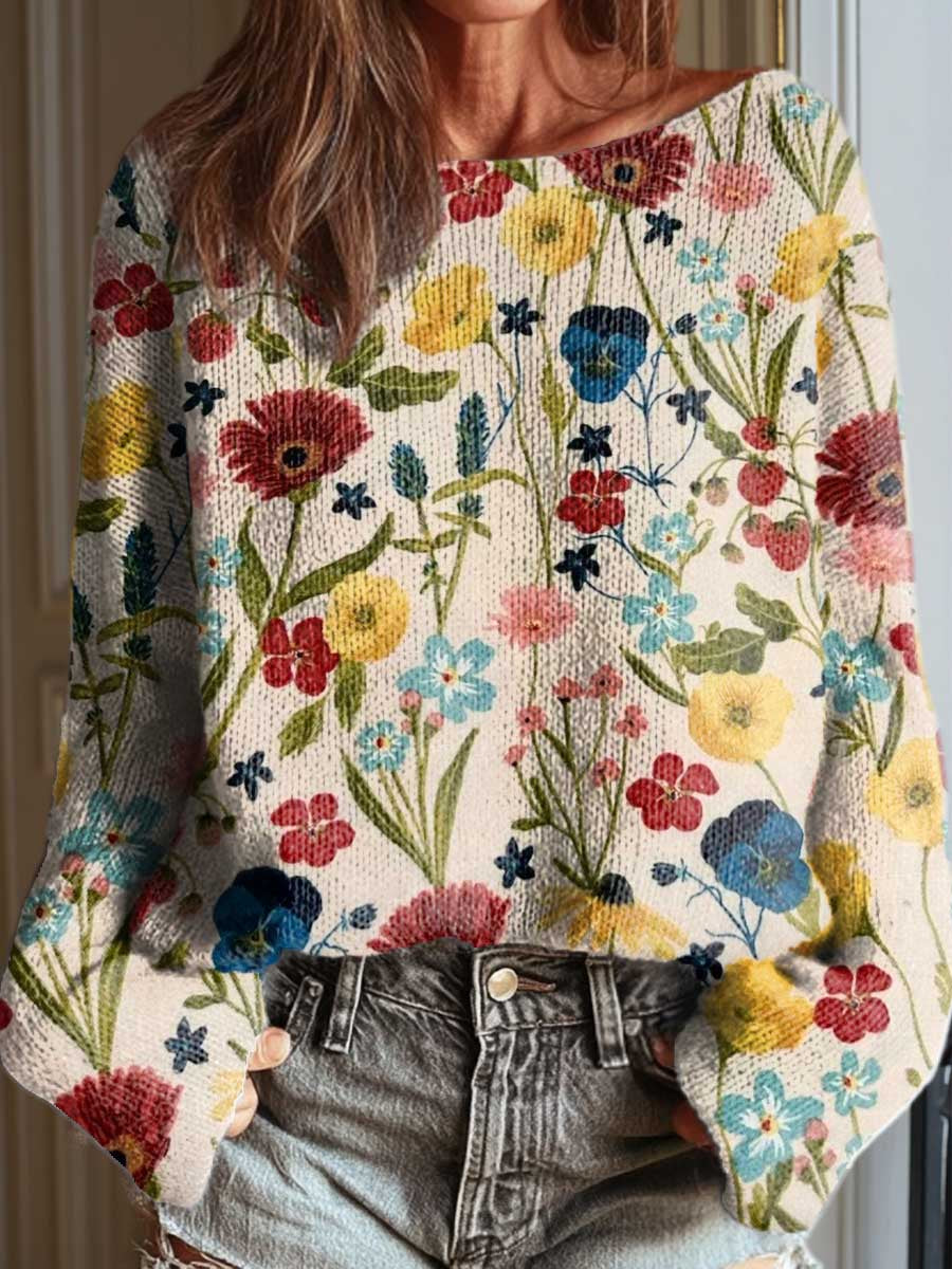 womens-vintage-floral-pattern-art-print-casual-pullover-sweater-aegf