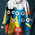 Women's Cat  Art Print Casual Cotton And Linen Shirt