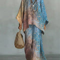 Women's Vintage Floral Art Comfortable Loose Cotton Linen Wide-leg Pants Two-piece Set