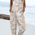 Women's  Vintage Floral Art Print Casual 100% Cotton Wide Leg Jumpsuit