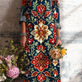 Women's Vintage Ethnic Floral Art Print Dress