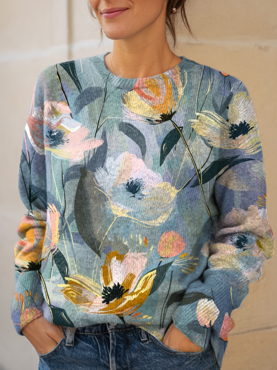 womens-vintage-artistic-floral-print-knit-pullover-sweater-o129
