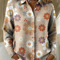 Women's Flowers Gradient Pattern Print Cowl Neck Sweater