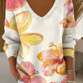 womens-contrast-color-flowers-pattern-casual-pullover-sweater