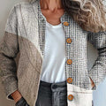 Women's Abstract Geometric Pattern Art Print Buttoned Cardigan Sweater