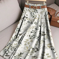 Women's Vintage Artistic Leaves Print Cotton Skirt