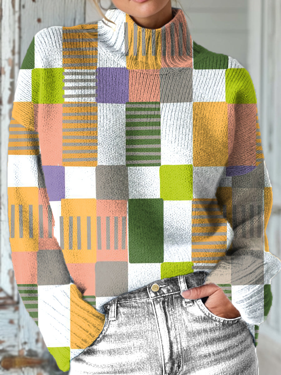abstract-colorful-geometric-plaid-painting-art-print-knit-turtleneck-pullover-sweater