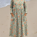 Women's Vintage Floral Art Print Casual Cotton Dress
