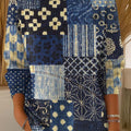 Women's Vintage Floral Patchwork Pattern Art Print Casual Pullover Sweater