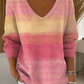womens-pink-gradient-pattern-art-print-casual-pullover-sweater