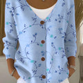 colorful-flower-vine-print-buttoned-v-neck-cardigan-sweater