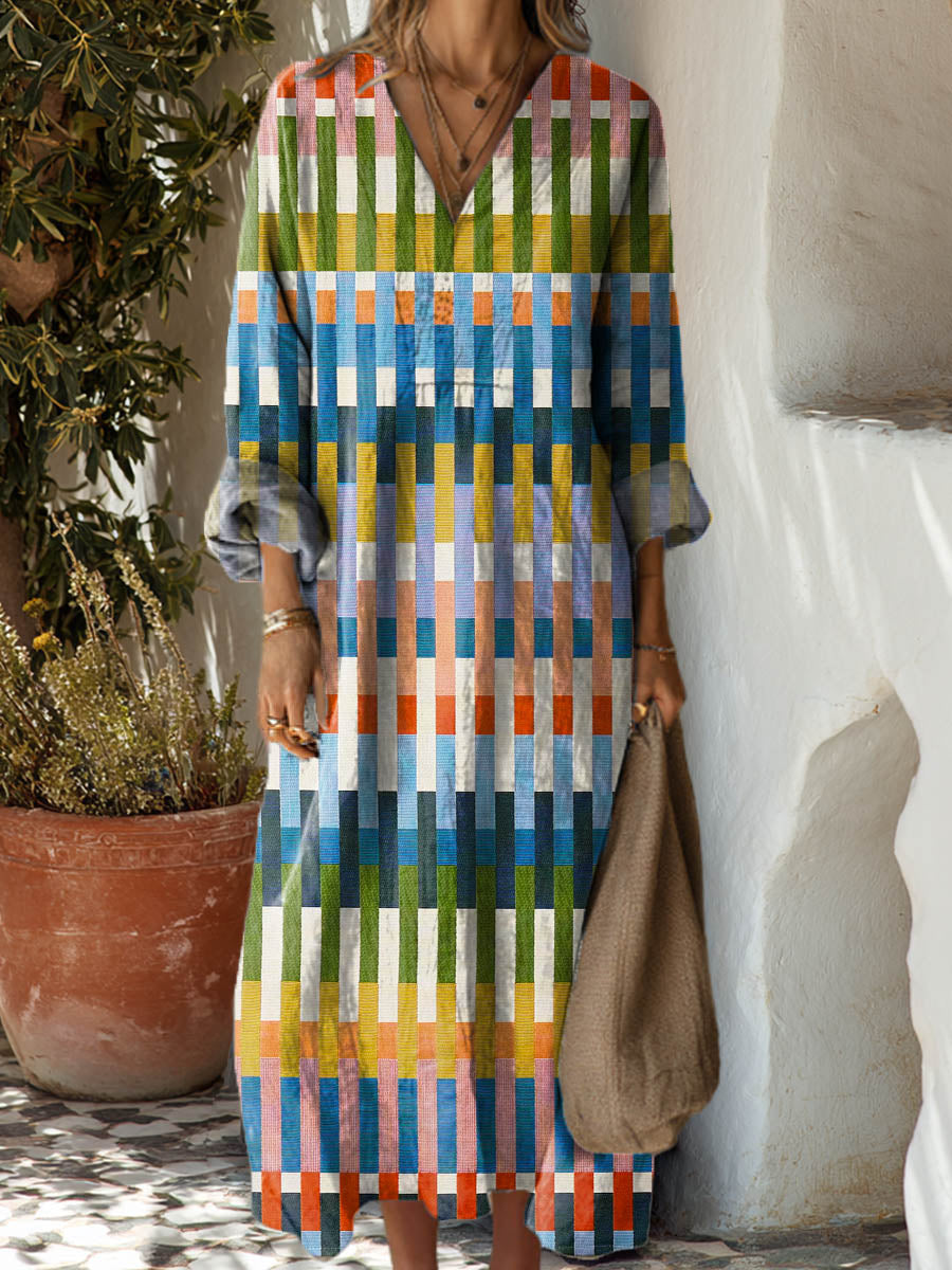 Women's Geometric Pattern Art Print Cotton Dress