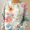 Damen-Vintage-Strickpullover mit künstlerischem Blumenmuster (B30C) 