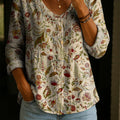 Women's Floral Pattern Art Print Casual Cotton Shirt