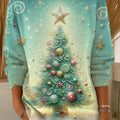 Women's Beautiful Winter Christmas Tree Drawing Art Print Casual Pullover Sweater