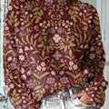 Vintage-Ethno-Blumenmuster-Strickpullover mit Rollkragen (xk4i) 