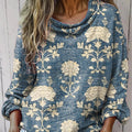 Women's Vintage Floral Art Print Casual Long Sleeve Comfortable Cotton Shirt
