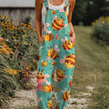 Women's  Funny Bee  Art Print Casual 100% Cotton Wide Leg Jumpsuit