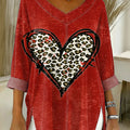 Women's Valentine's Day Retro Heart Art Art Patterns Casual Washed Denim Cotton Top