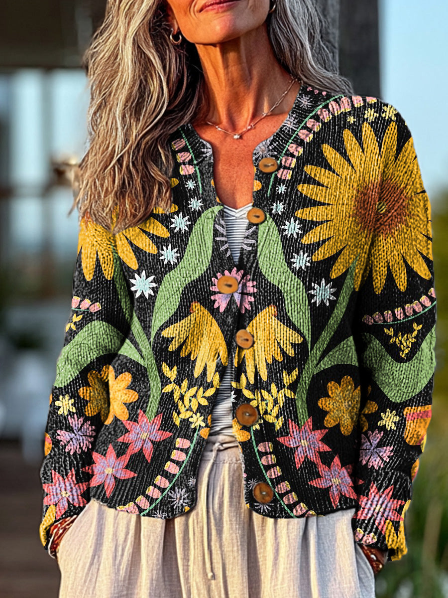 vintage-abstract-floral-illustration-art-print-buttoned-cardigan-sweater