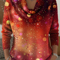 Women's Christmas Pattern Art Print Cowl Neck Sweater