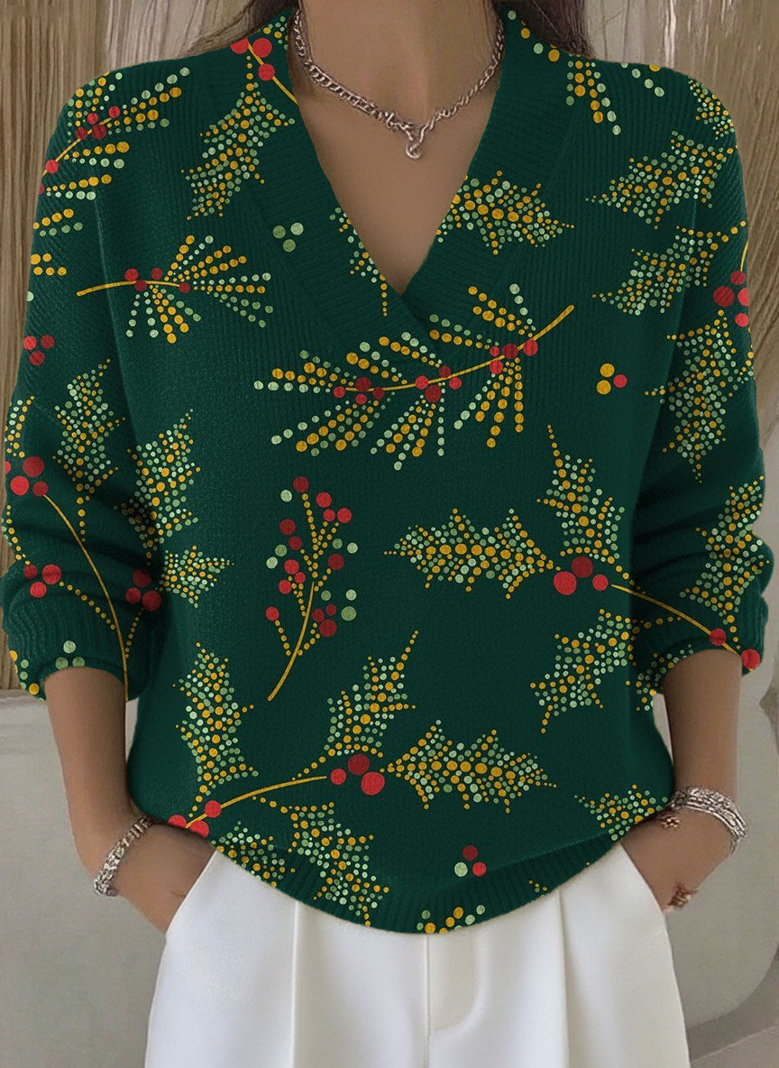 Women's Christmas Pattern Art Print Buttoned Cardigan Sweater