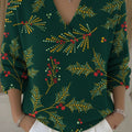 Women's Christmas Pattern Art Print Buttoned Cardigan Sweater