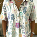 Women's Floral Print Casual Cotton-linen Shirt