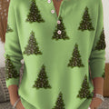 Women's Christmas Tree Art Print Buttoned Cardigan Sweater