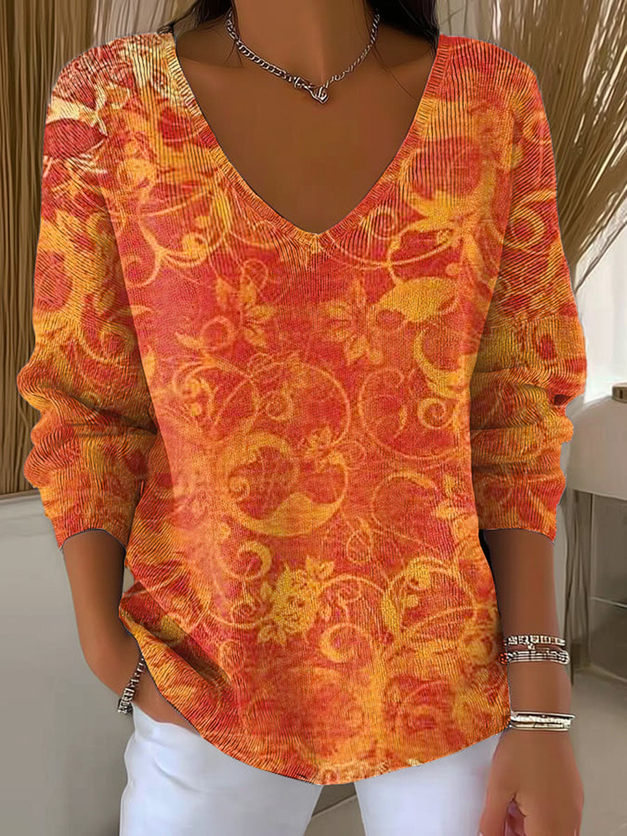 womens-vintage-floral-art-print-casual-pullover-sweater-djxv