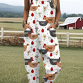 Women's   Funny Chick Art Print Casual 100% Cotton Wide Leg Jumpsuit