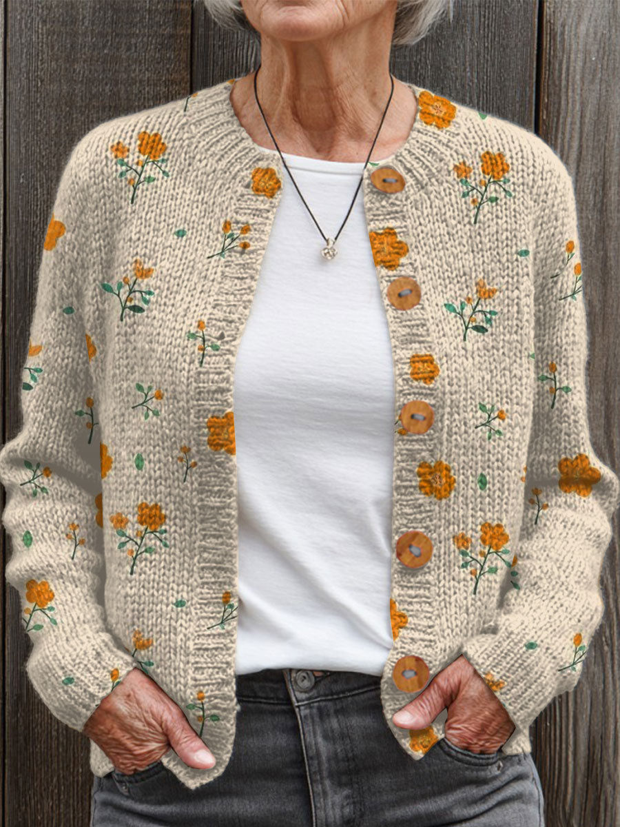 vintage-flower-art-print-buttoned-cardigan-sweater-noou