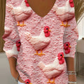 womens-funny-chicken-art-print-casual-pullover-sweater-spl2