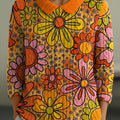 womens-vintage-flower-floral-art-print-casual-peter-pan-collar-3-4-sleeve-sweater