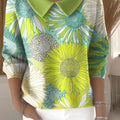 Women's Flowers Pattern Print Casual Print Peter Pan Collar 3/4 Sleeve Sweater