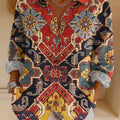 Women's Vintage Pattern Art Print Casual Cotton Shirt